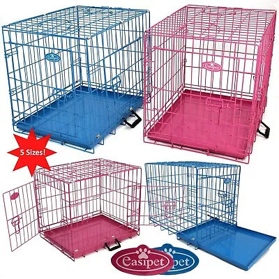 £21.99 • Buy Pink Blue Dog Cage Puppy Metal Training Pet Crate Carrier XS S M L XL Easipet