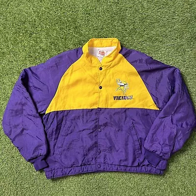 Minnesota Vikings NFL Jacket Mens Sz L Owens Corning Fiberglas Swingster Vtg USA • $39.99