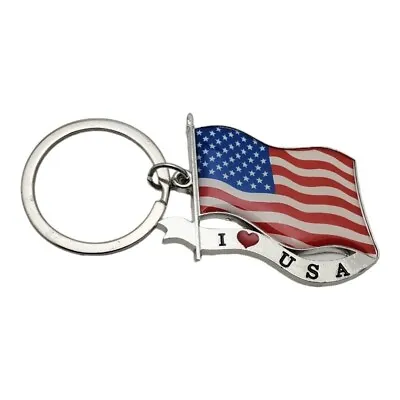 US Flag Metal Keychain Car Key Ring Travel Tourist Souvenir Gift Collectible USA • $2.99