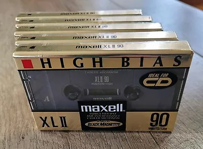 Maxell XLll 90 High Bias Audio Cassettes 5 Sealed NOS • $30