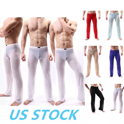 US Mens Sheer Pajamas Pants Ultra-thin Pants Trousers Sleep Bottoms Nightwear • $13.29