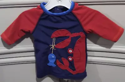 Mud Pie 0-6 Months Boathouse Baby Crab Rash Guard Shirt Blue Red • $6