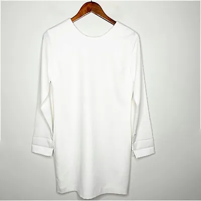 Maurie & Eve Womens White Long Sleeve Deep V Back Mini Dress Size 6 • $38