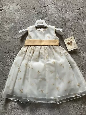 BNWT Couche Tot Girls Flower Girl Bridesmaid Dress Ivory/gold Embroidery 2-3yrs • £15