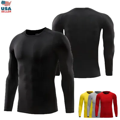 Men Women Compression Shirts Long Sleeve Athletic Workout Tops Gym Undershirts • $13.99