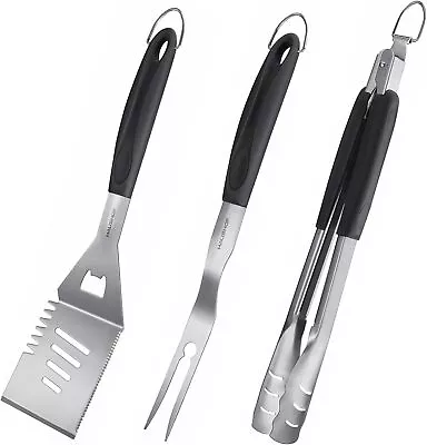 HAUSHOF Large Grill Accessories BBQ Set Stainless Steel 16-in Spatula Fork Tongs • $32.99