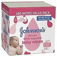Johnson's Baby Skincare Wipes Lightly Fragranced 6 X 80's (480) Johnson & Johnso • $24.99