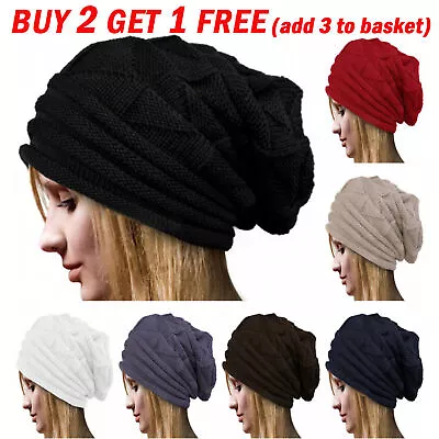 Mens Women' Unisex Slouch Baggy Oversized Winter Warm Ski Knitted Beanie Hat Cap • $11.89