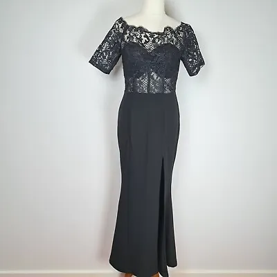 Womens Maxi Gown Dress Size 8 Black Lace Cocktail Evening Formal Event • $29.95