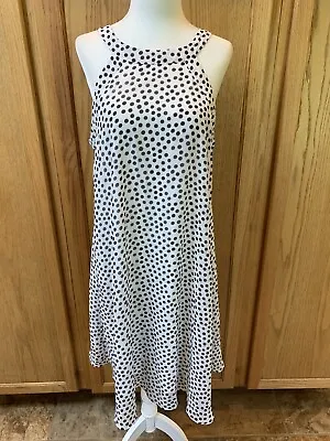 Betsey Johnson Women’s Swing Dress Polka-Dot Size 10 Black White Flowy Lined • $29.95