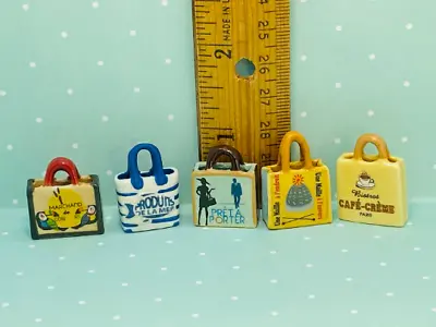 Mini Shopping Farmers Market BAGS Baskets Totes Dollhouse Miniature French Feves • $5.95
