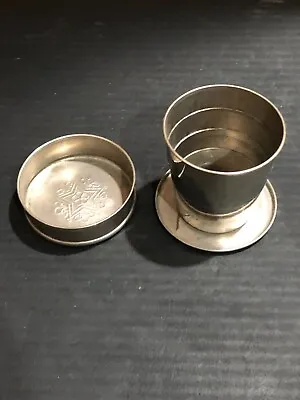 Antique Pocket Size Collapsible Travel Folding Metal Cup Free Shipping • $34.95