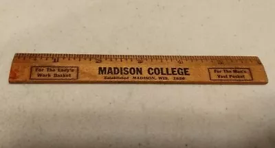 Vintage Madison College Wisconsin Wood Ruler • $14.99
