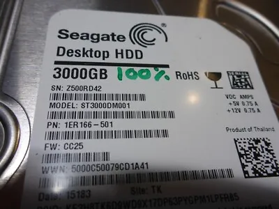 AU SELLER 3TB Seagate DESKTOP HDD  ST3000DM001 7.2K 3.5  SATA DRIVE 100% TESTED • $50.06