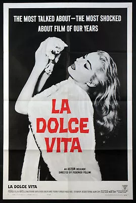 La Dolce Vita Anita Ekberg Mastroianni Fellini 1961 1-sheet • $795