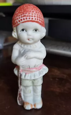 Vintage Porcelain Bisque Penny Doll Pioneer Boy Soldier Made In Japan • $12