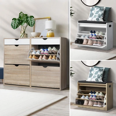 $71.19 • Buy Oikiture Shoe Storage Cabinet Shoes Rack Shoe Bench Cupboards Organiser Shelf