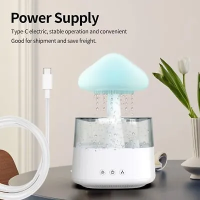 Rain Cloud Humidifier Rain Drop Sound Night Light Aromatherapy Oil Essential • £8.39