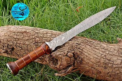 Handmade Forged Damascus Steel Viking Sword Double Edg Dagger Survival Edc 735 • $79.95