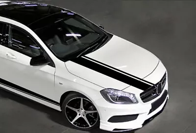 Mercedes Car Bonnet Stripes Vinyl Decal Racing AMG Sport Sticker • £14.99