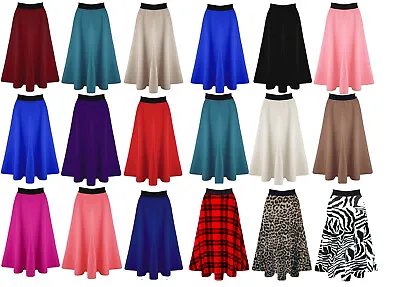 £8.49 • Buy New Women' Ladies High Elastic Stretch Pleated Swing Flared Midi Skater Skirt