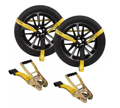 (2 Pack) 2 X10' Lasso Ratchet Strap Flat Hook Wheel Net Auto Tow Towing Tie Down • $35.99
