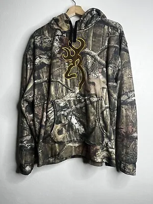 Browning Camo Pullover Hoodie Men’s Size Large Green Outdoor • $16.99