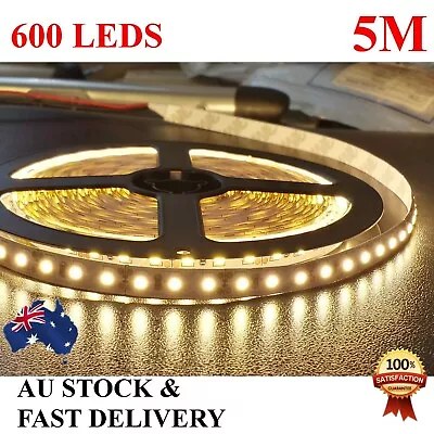 Warm White 12V 5M 2835 SMD 600 Leds LED Strip Lights Car Boat Caravan Cabinet • $16.98