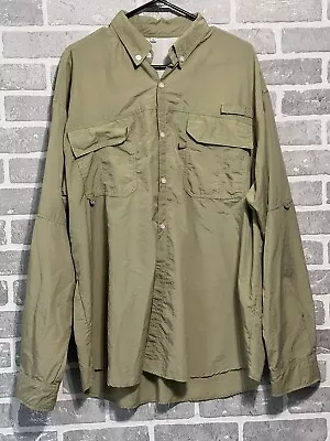 Fisherman’s Shirt XL Unbranded Sage Green Roll Tab Sleeves Preowned • $12.95