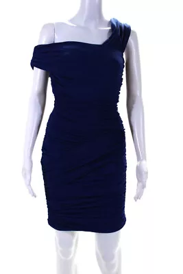 Nicole Miller Womens Ruched Gathered Sleeveless Sheath Dress Blue Size 2 • $52.45