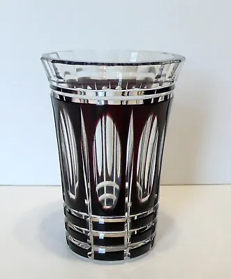 Art Deco Val St Lambert Belgium Amethyst Cut To Clear Crystal Glass Vase • $198.88
