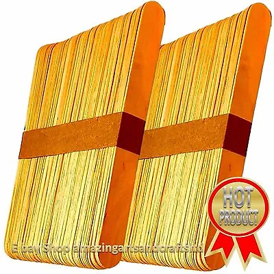 120 LARGE JUMBO NATURAL WOODEN LOLLIPOP LOLLY STICKS 150mm X 19mm • £5.25