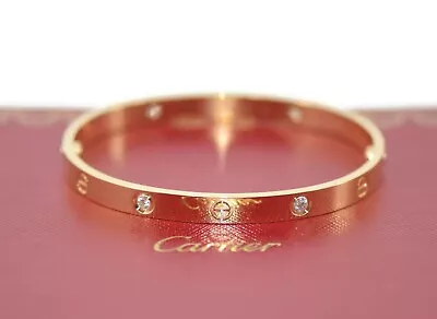 £8237.57 • Buy Cartier 4 Diamond 18K Yellow Gold Love Bracelet Size 19