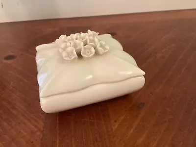 Pillow Style Rose Topped Ceramic Porcelain  trinket Box • $8.99