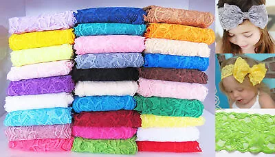 1 Yard Of 8cm Elastic Stretch Lace Trim Ribbon Fabric Decor Crafts Sewing DIY • £1.99