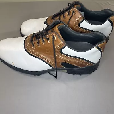FootJoy Contour Series Men's 10W 54024 White Brown Leather Golf Shoes No Spikes • $15