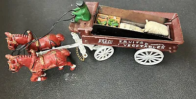 Cast Iron Horse Drawn Wagon Fresh Fruits And Vegetables Cart • $19.90