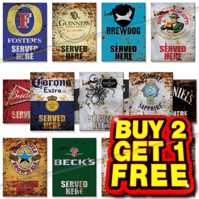 £7.95 • Buy SERVED HERE Metal Bar Signs Vintage Plaques Man Cave Garage Shed Pub Tin Sign UK