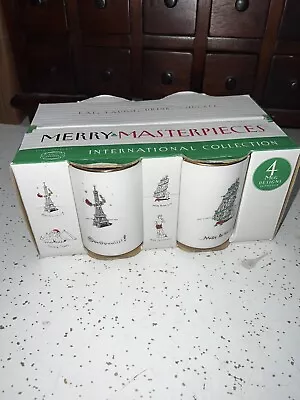 Sandy Claws Merry Masterpieces 1999 Coffee Mug Porcelain Set Of 4 • $12.99