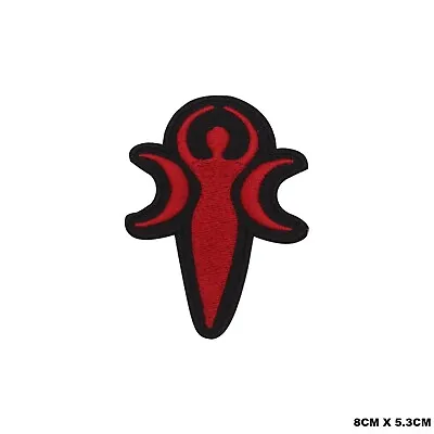 Pagan Woman Moon Red Logo Embroidered Patch Iron On/Sew On Patch Batch • £2.09