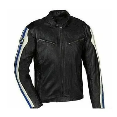 BMW Motorcycle Biker Leather Jacket Racing Motorbike Cowhide Leather Jackets • $149.98
