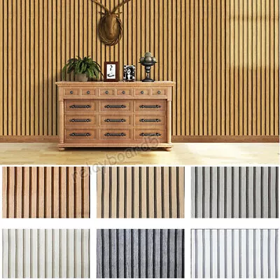 Modern Wooden Slat Panelling Wallpaper 3D Wood Panel Faux Effect Stripes Feature • £6.99