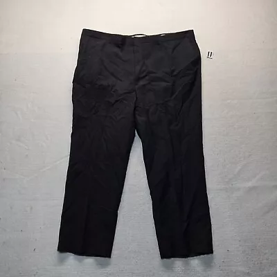 Haggar Dress Pants Magic Stretch Waist Solid Black Soft Adult Men's 48 X 30 • $12