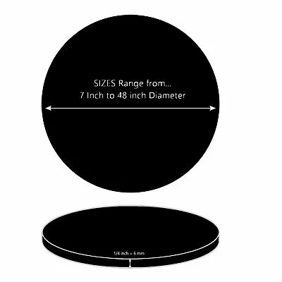 ONE Laser Cut BLACK Acrylic Blank Round Disc: 1/4 Inch (6 Mm) Thick • $31.99