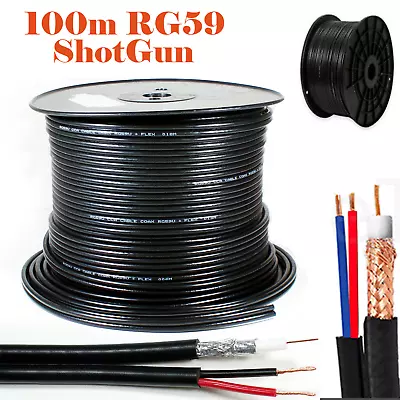 £23.89 • Buy 100m Shotgun RG59 Coaxial Cable CCTV Lead Security Camera - Power & Video UK
