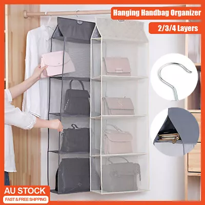 Bag Storage Holder Wardrobe Closet Hanging Handbag Organizer 2/3/4 Layers Shelf • $14.95