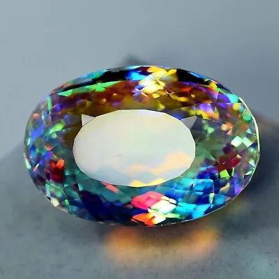 40 To 50 Ct A++ Rainbow Mystic Topaz Oval Cut Certified Loose Gemstone Making • $13.60
