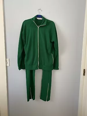 Vintage Court Casuals Two Piece XL Warmup Suit Tracksuit Green Full Zip Jacket • $95