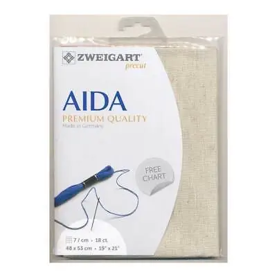 AIDA Zweigart Precute 18 Ct. Rustico-Aida 3793 Color 54 White Fabric For Cross  • £11.45