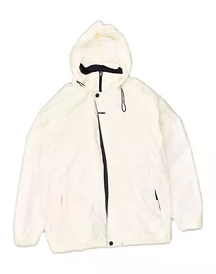 K-WAY Mens Hooded Rain Jacket UK 42 XL White Nylon AM13 • $31.74